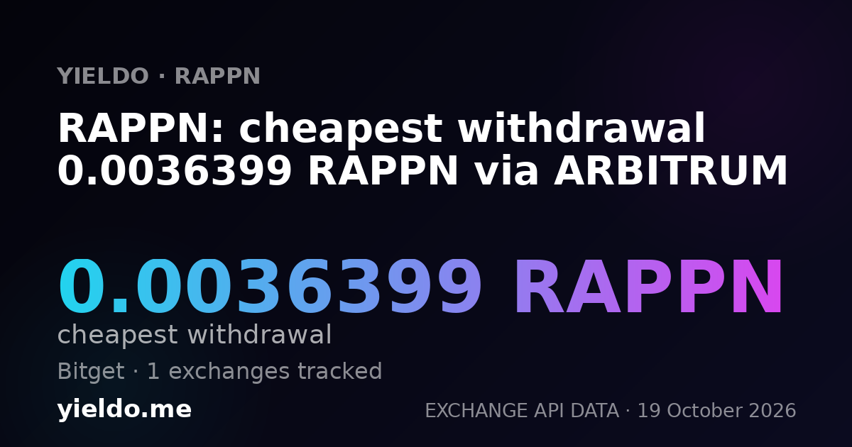RAPPN: cheapest withdrawal 0.0036399 RAPPN via ARBITRUM