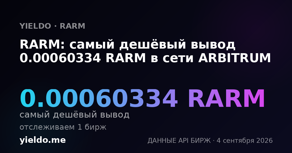 RARM: самый дешёвый вывод 0.00060334 RARM в сети ARBITRUM