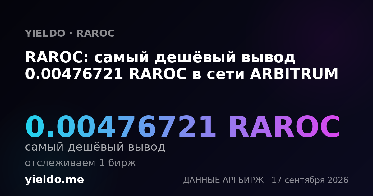 RAROC: самый дешёвый вывод 0.00478622 RAROC в сети ARBITRUM