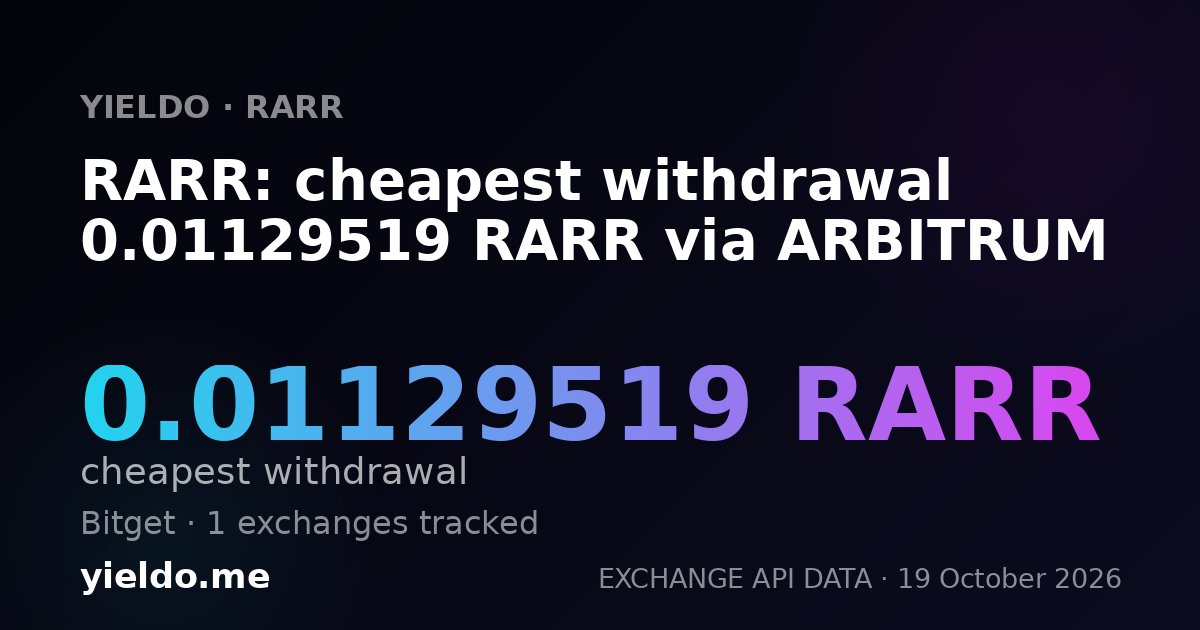 RARR: cheapest withdrawal 0.01129519 RARR via ARBITRUM
