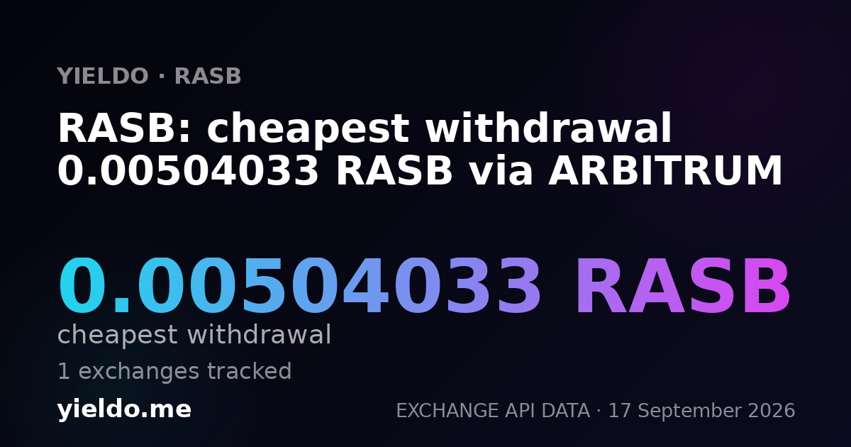 RASB: cheapest withdrawal 0.00504033 RASB via ARBITRUM