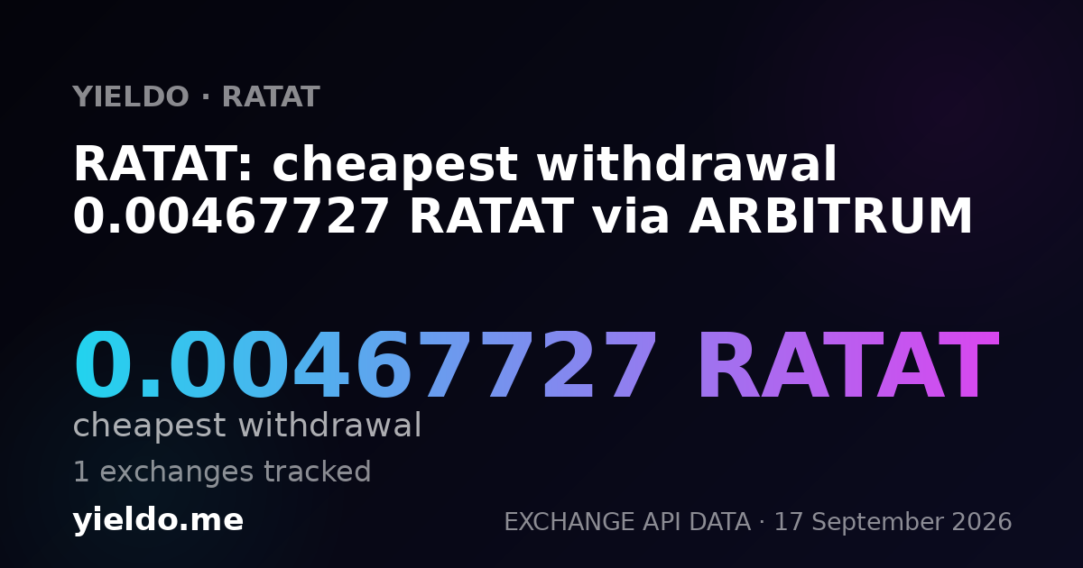 RATAT: cheapest withdrawal 0.00467727 RATAT via ARBITRUM