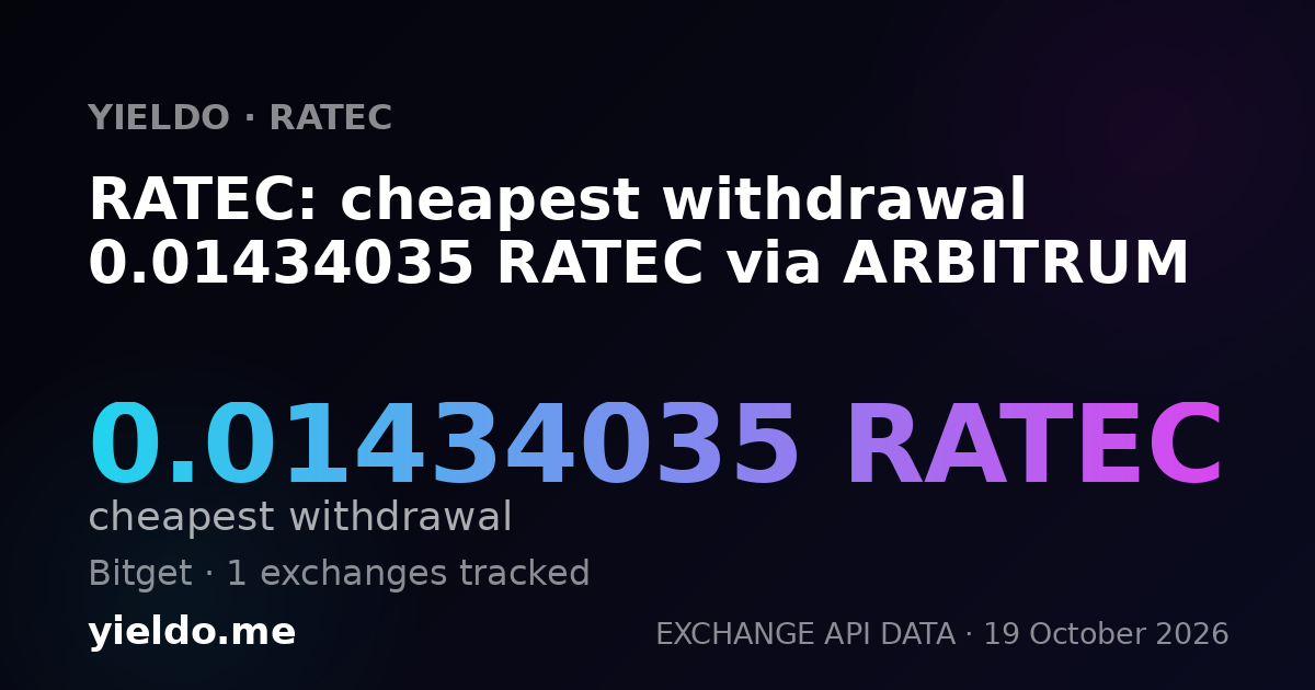 RATEC: cheapest withdrawal 0.01434035 RATEC via ARBITRUM