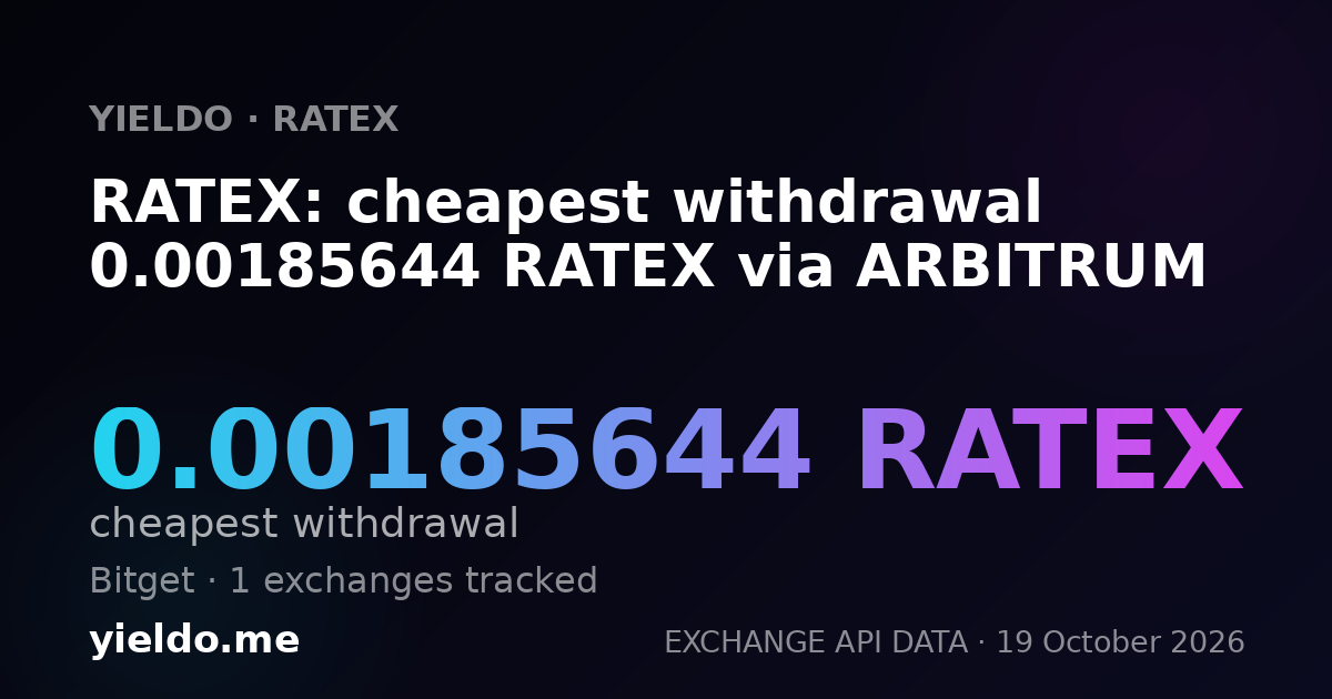 RATEX: cheapest withdrawal 0.00185644 RATEX via ARBITRUM