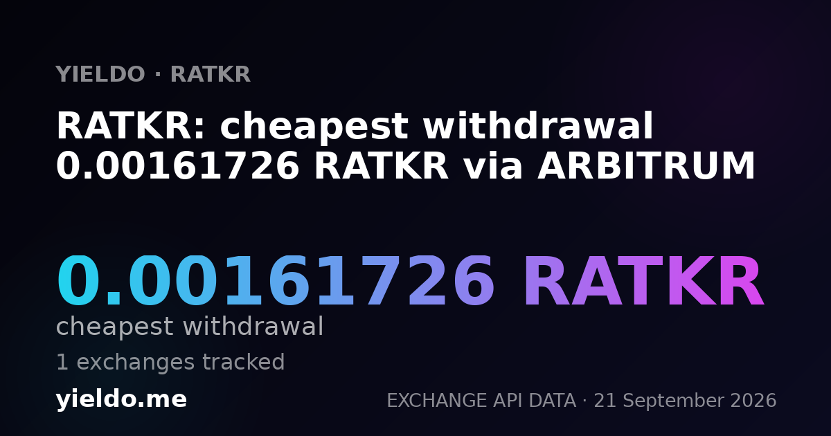 RATKR: cheapest withdrawal 0.00161726 RATKR via ARBITRUM