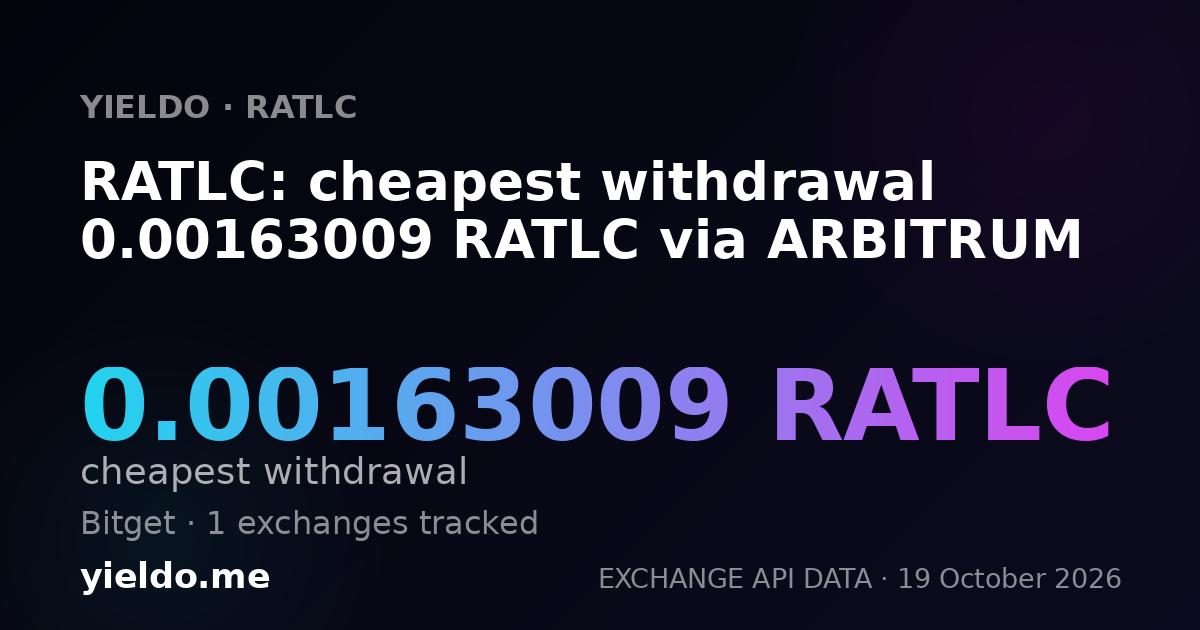 RATLC: cheapest withdrawal 0.00163009 RATLC via ARBITRUM