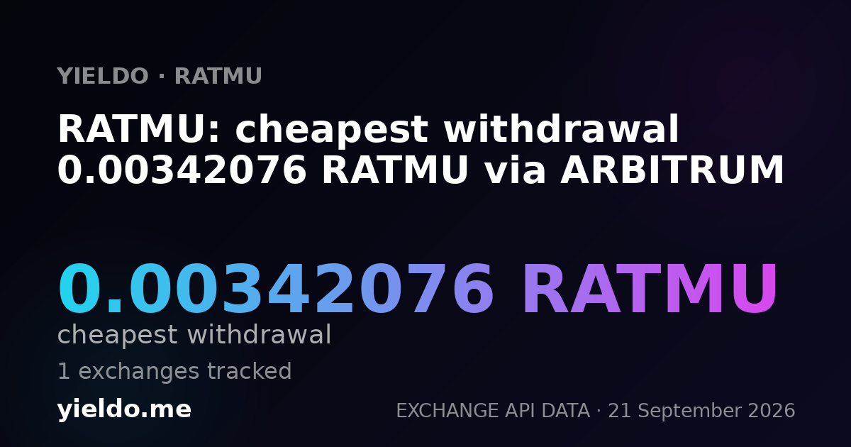 RATMU: cheapest withdrawal 0.00342076 RATMU via ARBITRUM