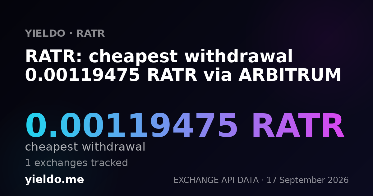 RATR: cheapest withdrawal 0.0012028 RATR via ARBITRUM