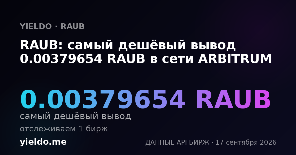 RAUB: самый дешёвый вывод 0.00379654 RAUB в сети ARBITRUM