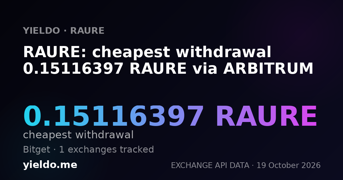 RAURE: cheapest withdrawal 0.15116397 RAURE via ARBITRUM