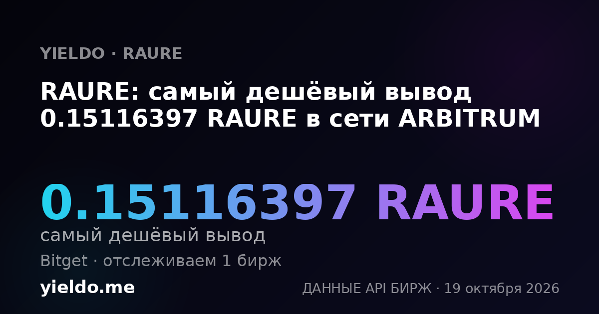 RAURE: самый дешёвый вывод 0.15116397 RAURE в сети ARBITRUM