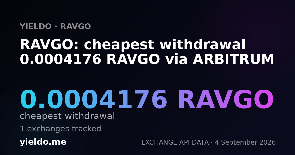 RAVGO: cheapest withdrawal 0.0004176 RAVGO via ARBITRUM