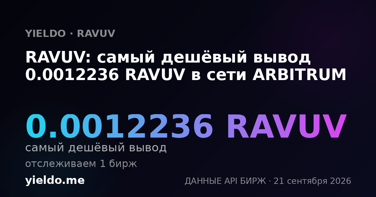 RAVUV: самый дешёвый вывод 0.00122439 RAVUV в сети ARBITRUM