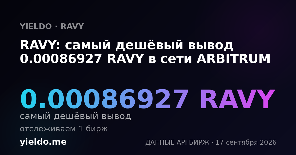 RAVY: самый дешёвый вывод 0.0008721 RAVY в сети ARBITRUM