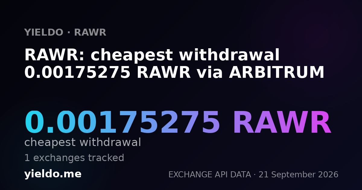 RAWR: cheapest withdrawal 0.00175275 RAWR via ARBITRUM