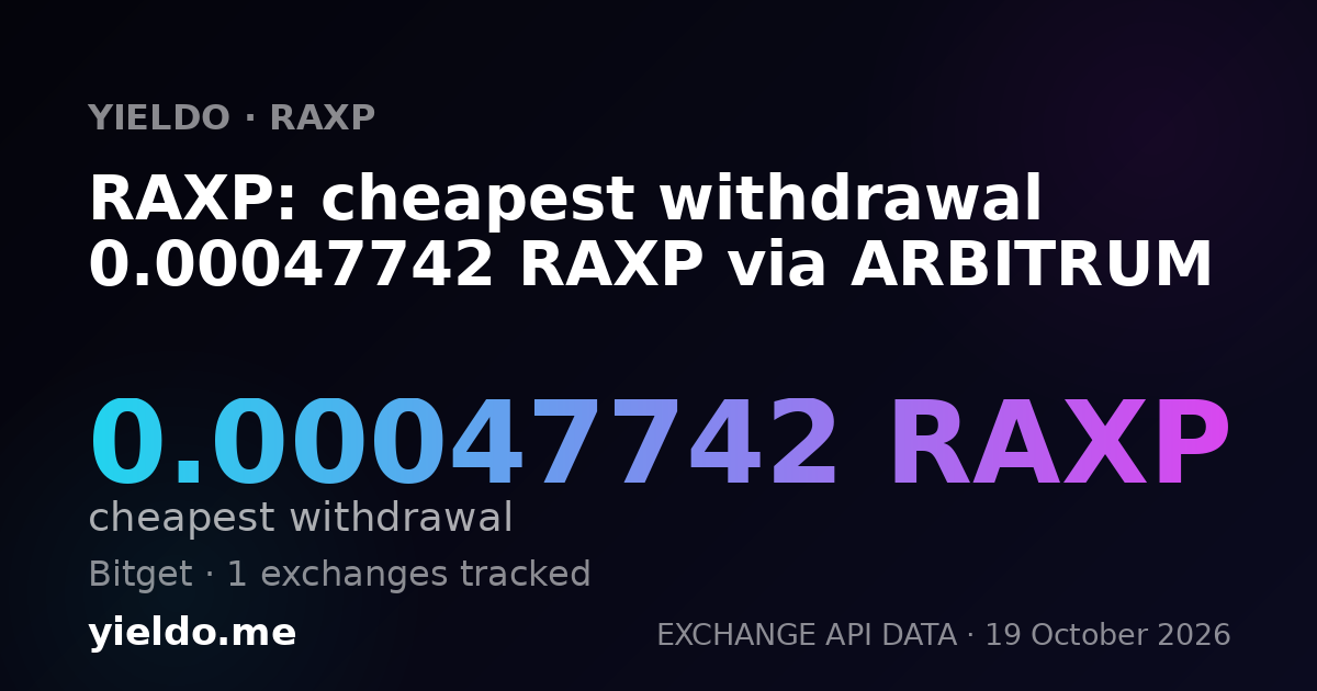 RAXP: cheapest withdrawal 0.00047742 RAXP via ARBITRUM