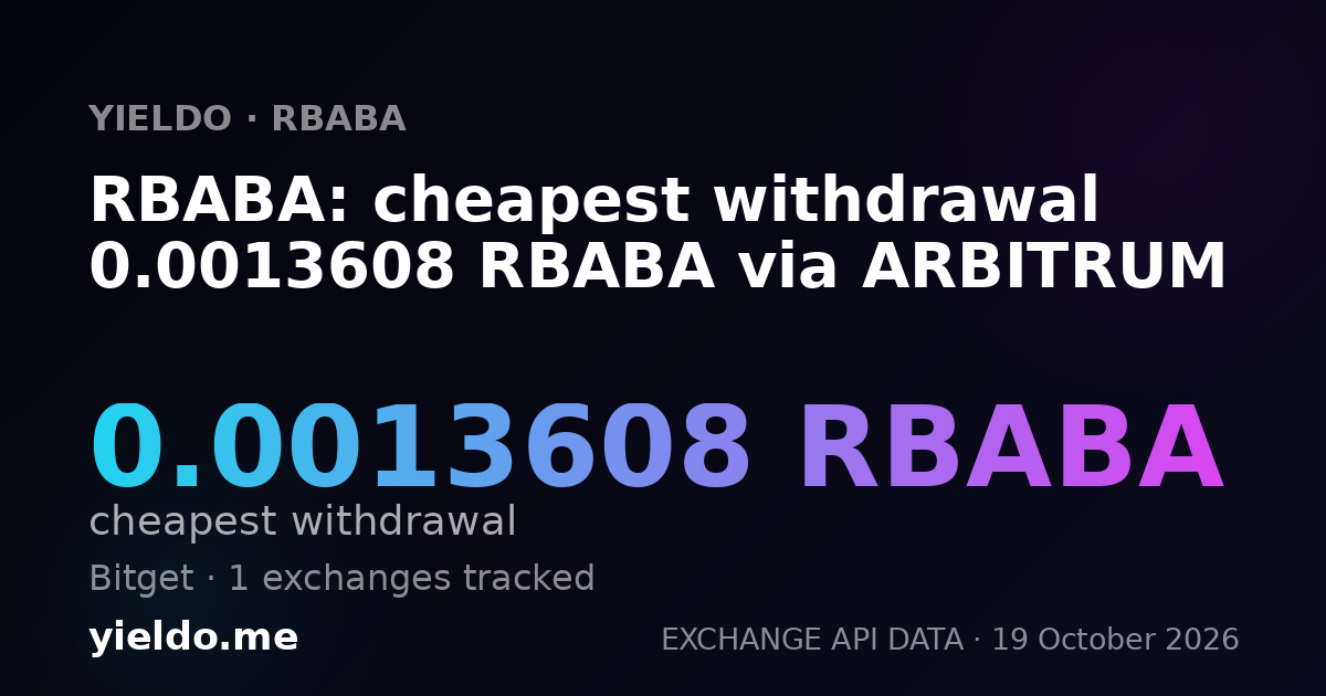 RBABA: cheapest withdrawal 0.0013608 RBABA via ARBITRUM