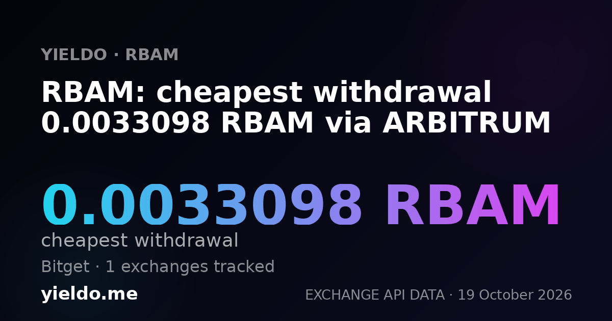 RBAM: cheapest withdrawal 0.0033098 RBAM via ARBITRUM
