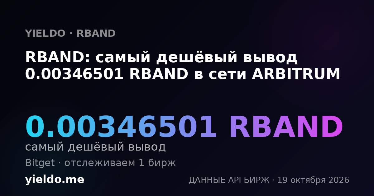RBAND: самый дешёвый вывод 0.00346501 RBAND в сети ARBITRUM
