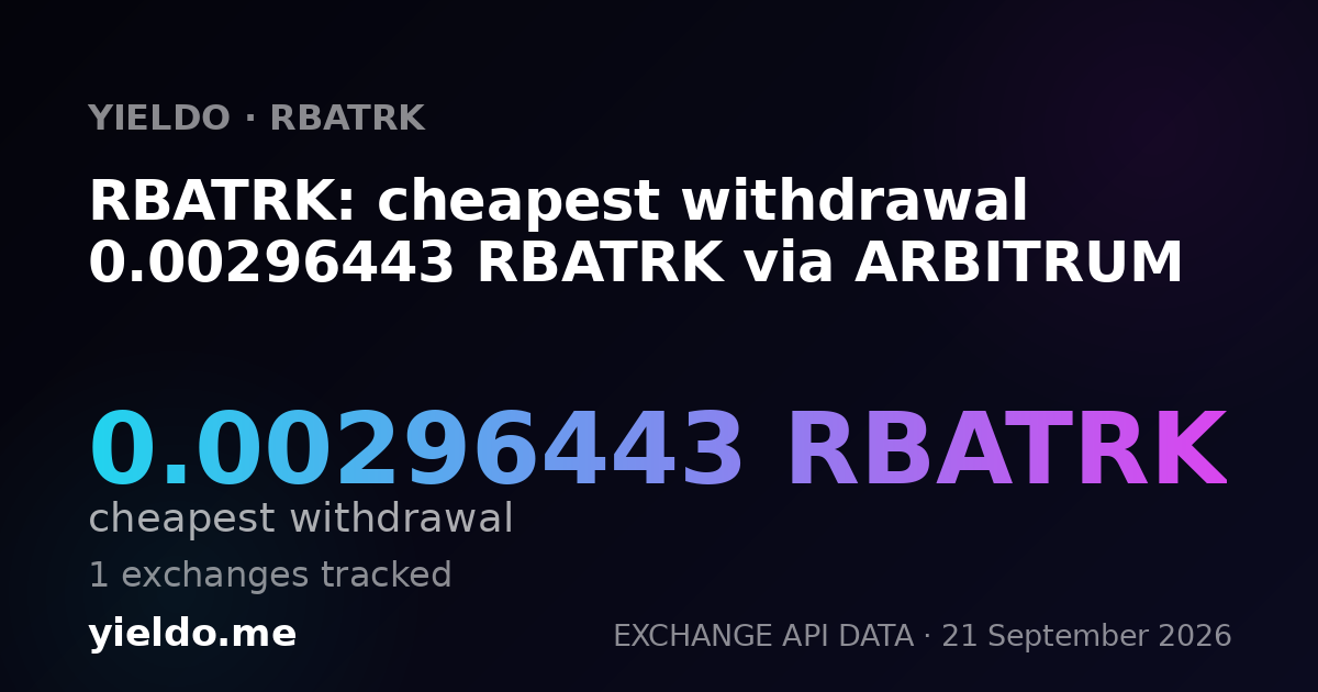 RBATRK: cheapest withdrawal 0.00296443 RBATRK via ARBITRUM