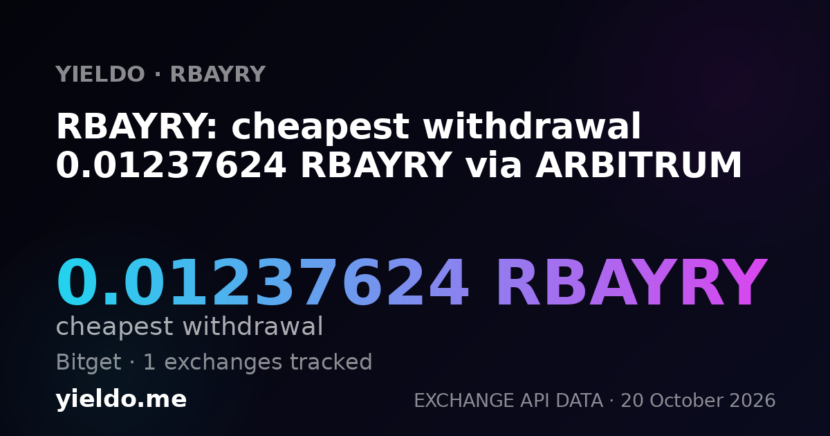 RBAYRY: cheapest withdrawal 0.01237624 RBAYRY via ARBITRUM