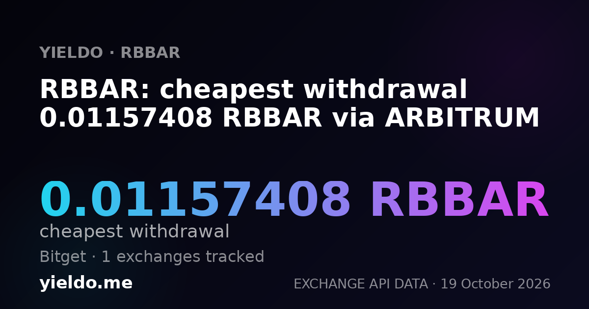 RBBAR: cheapest withdrawal 0.01157408 RBBAR via ARBITRUM