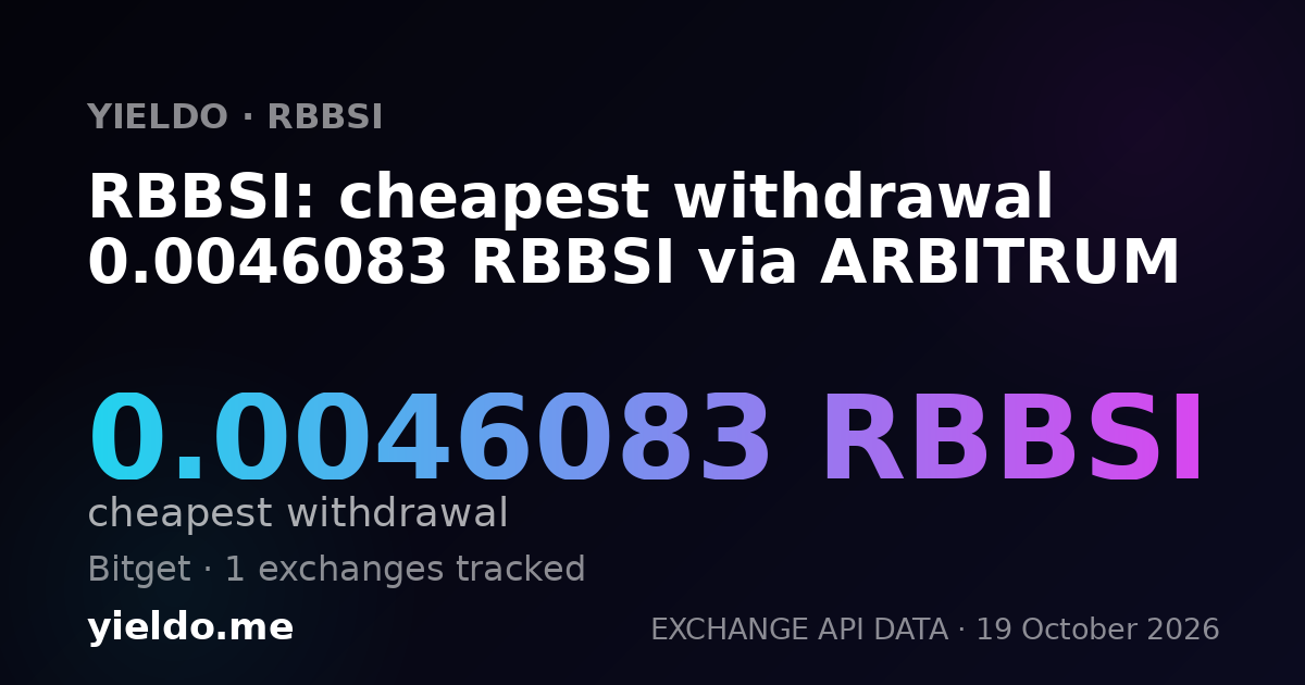 RBBSI: cheapest withdrawal 0.0046083 RBBSI via ARBITRUM