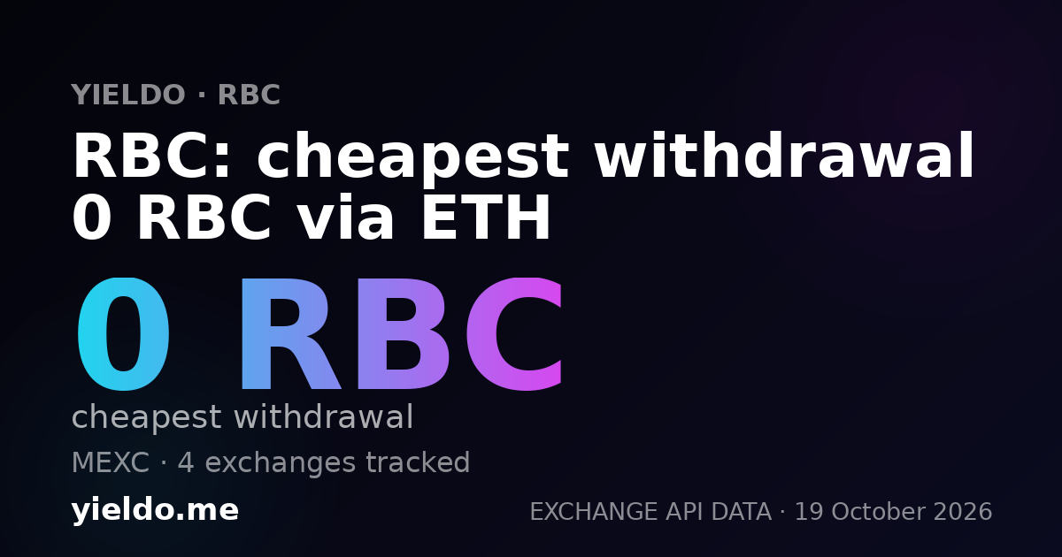 RBC: cheapest withdrawal 0 RBC via ETH