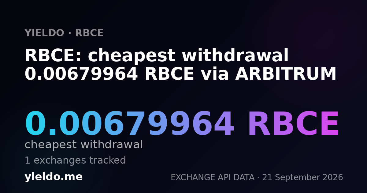 RBCE: cheapest withdrawal 0.00679964 RBCE via ARBITRUM