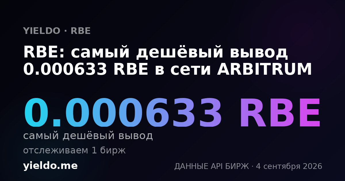 RBE: самый дешёвый вывод 0.00064073 RBE в сети ARBITRUM