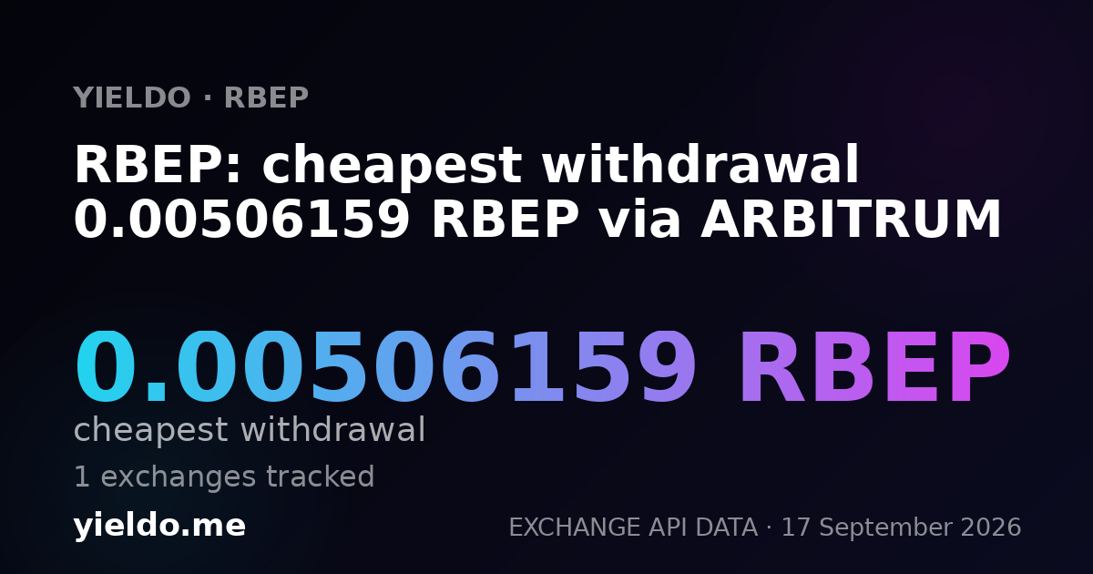 RBEP: cheapest withdrawal 0.00517242 RBEP via ARBITRUM