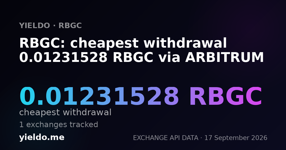 RBGC: cheapest withdrawal 0.01231528 RBGC via ARBITRUM