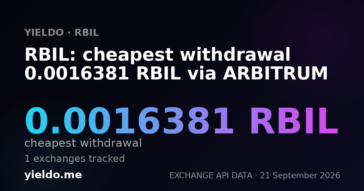 RBIL: cheapest withdrawal 0.0016381 RBIL via ARBITRUM