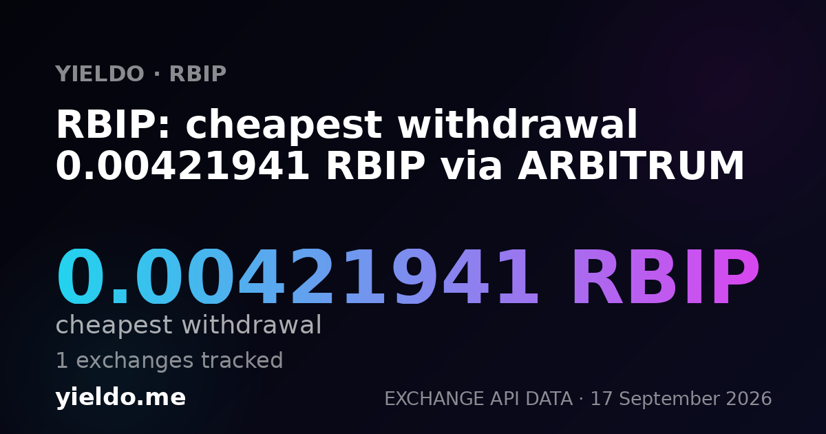 RBIP: cheapest withdrawal 0.00421941 RBIP via ARBITRUM