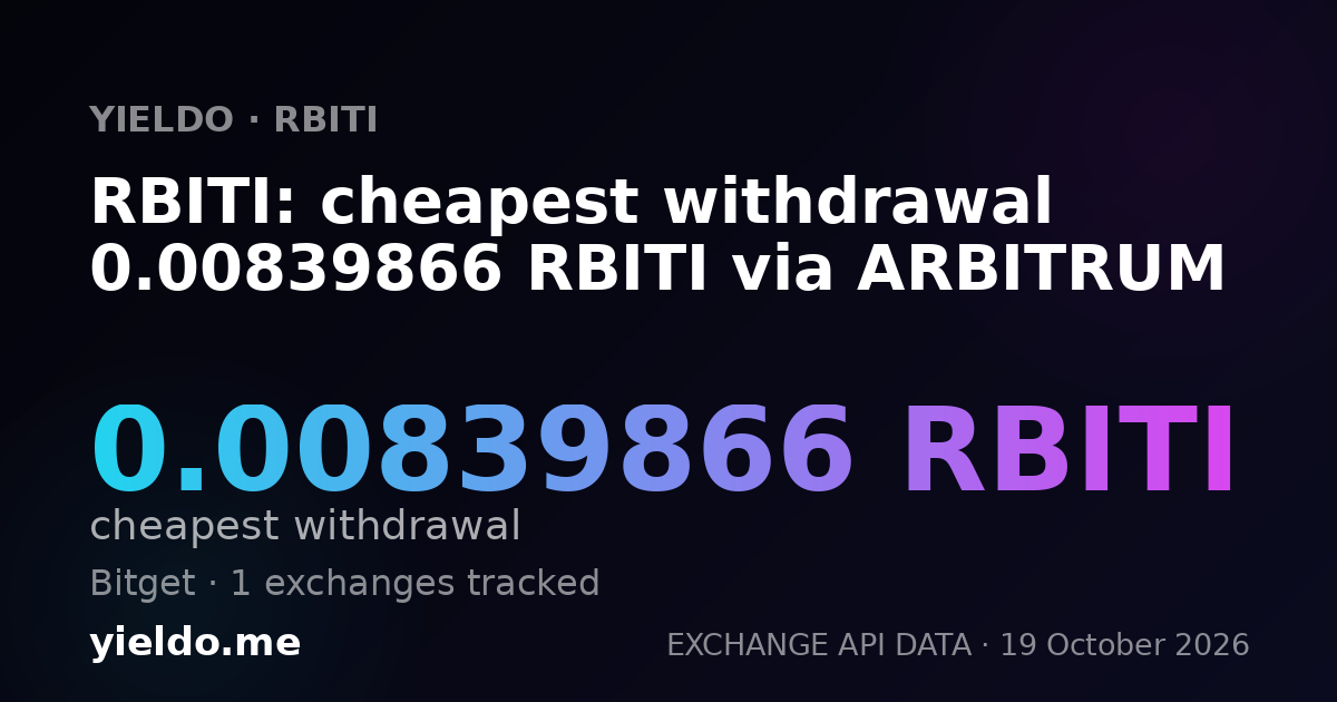 RBITI: cheapest withdrawal 0.00833334 RBITI via ARBITRUM
