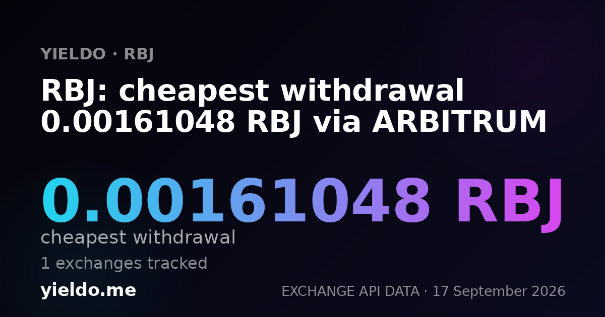 RBJ: cheapest withdrawal 0.00161326 RBJ via ARBITRUM