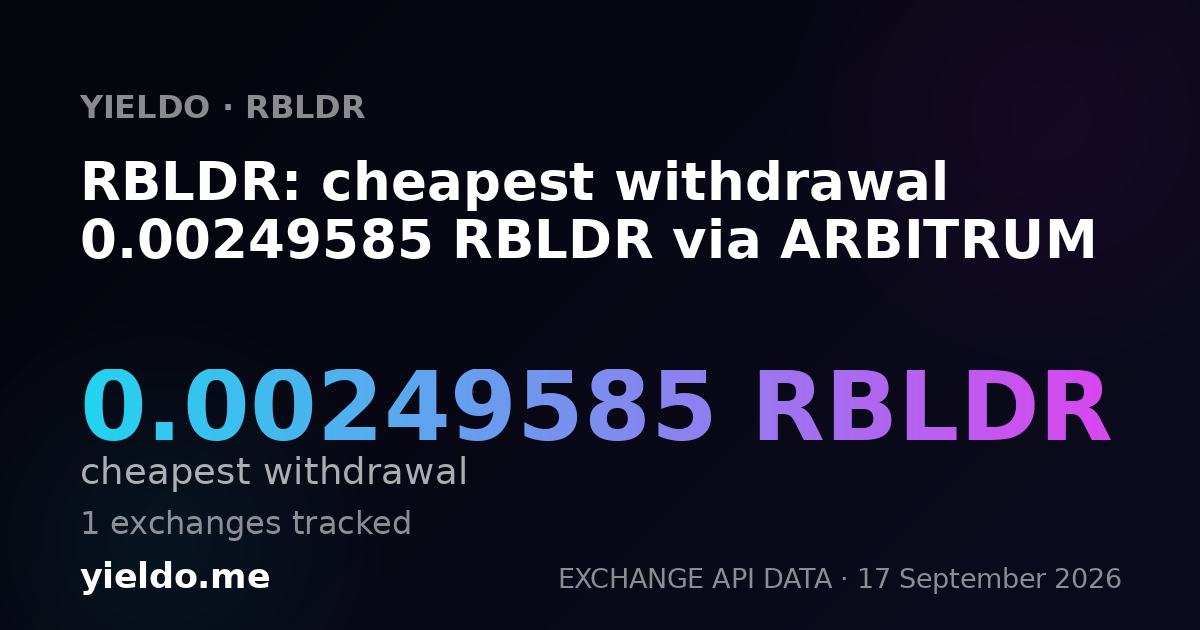 RBLDR: cheapest withdrawal 0.00249585 RBLDR via ARBITRUM
