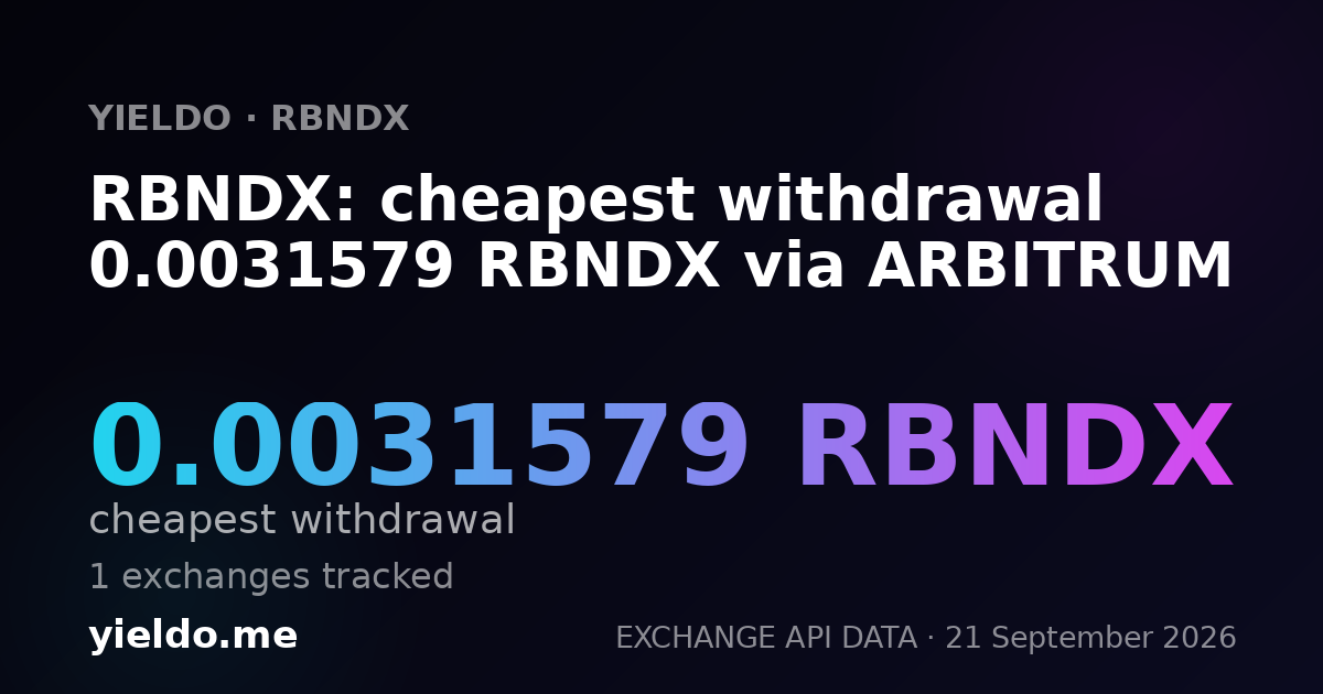 RBNDX: cheapest withdrawal 0.0031579 RBNDX via ARBITRUM