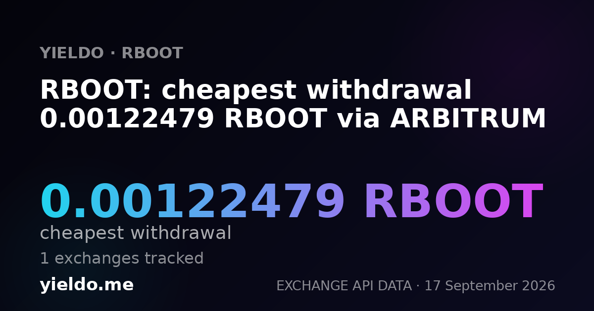 RBOOT: cheapest withdrawal 0.00120029 RBOOT via ARBITRUM