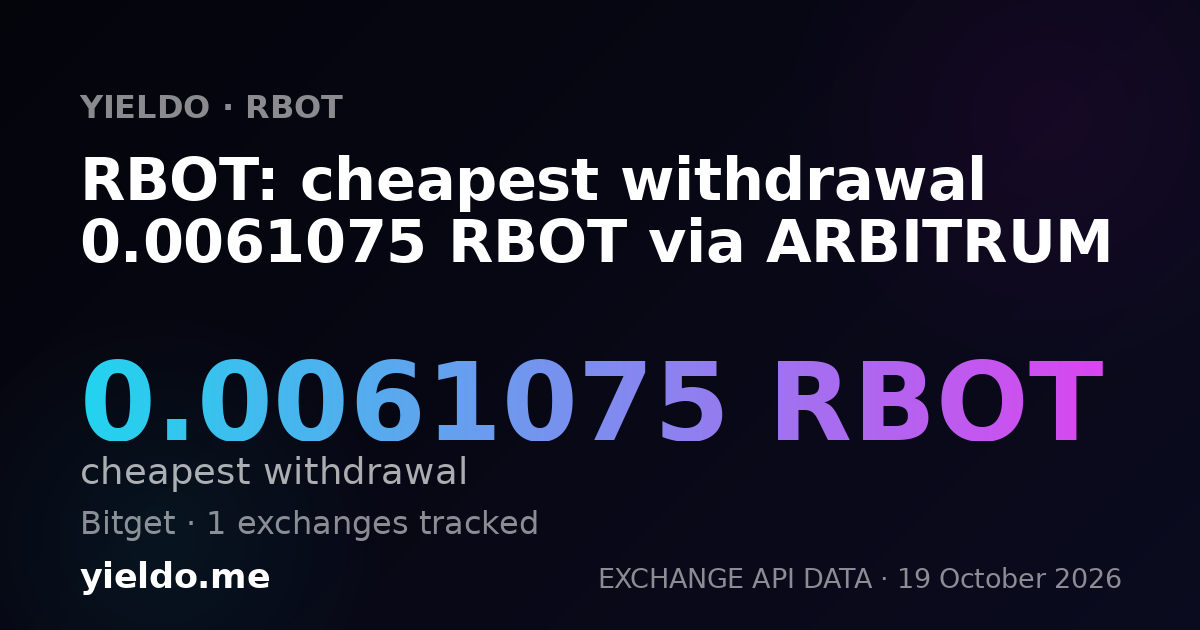 RBOT: cheapest withdrawal 0.00619323 RBOT via ARBITRUM