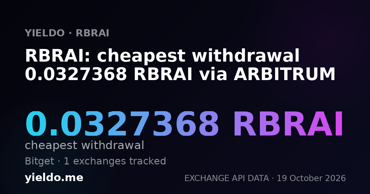 RBRAI: cheapest withdrawal 0.0327368 RBRAI via ARBITRUM