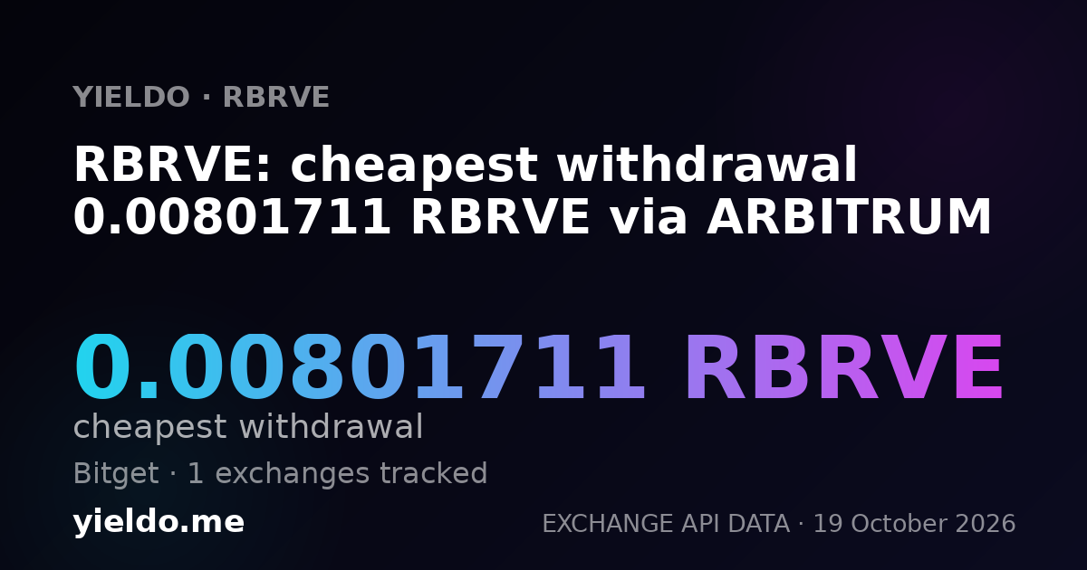 RBRVE: cheapest withdrawal 0.00801711 RBRVE via ARBITRUM