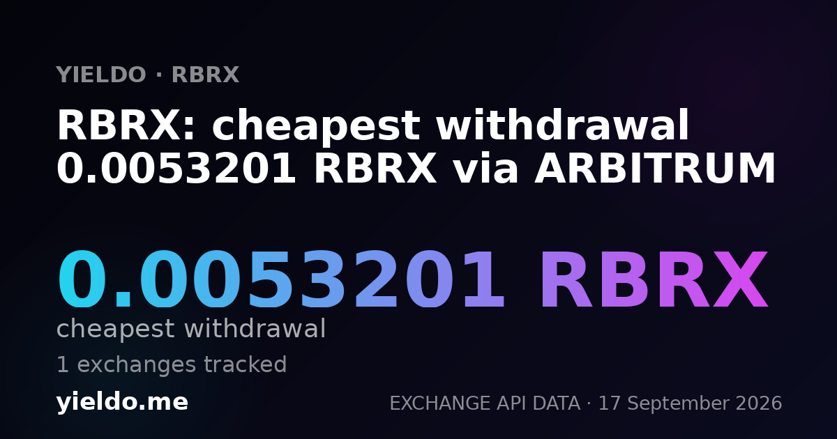 RBRX: cheapest withdrawal 0.00536098 RBRX via ARBITRUM