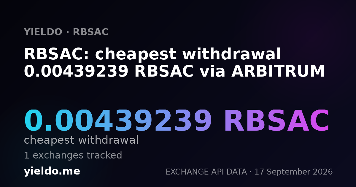 RBSAC: cheapest withdrawal 0.00439239 RBSAC via ARBITRUM