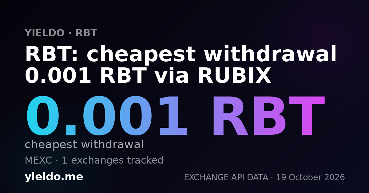 RBT: cheapest withdrawal 0.001 RBT via RUBIX