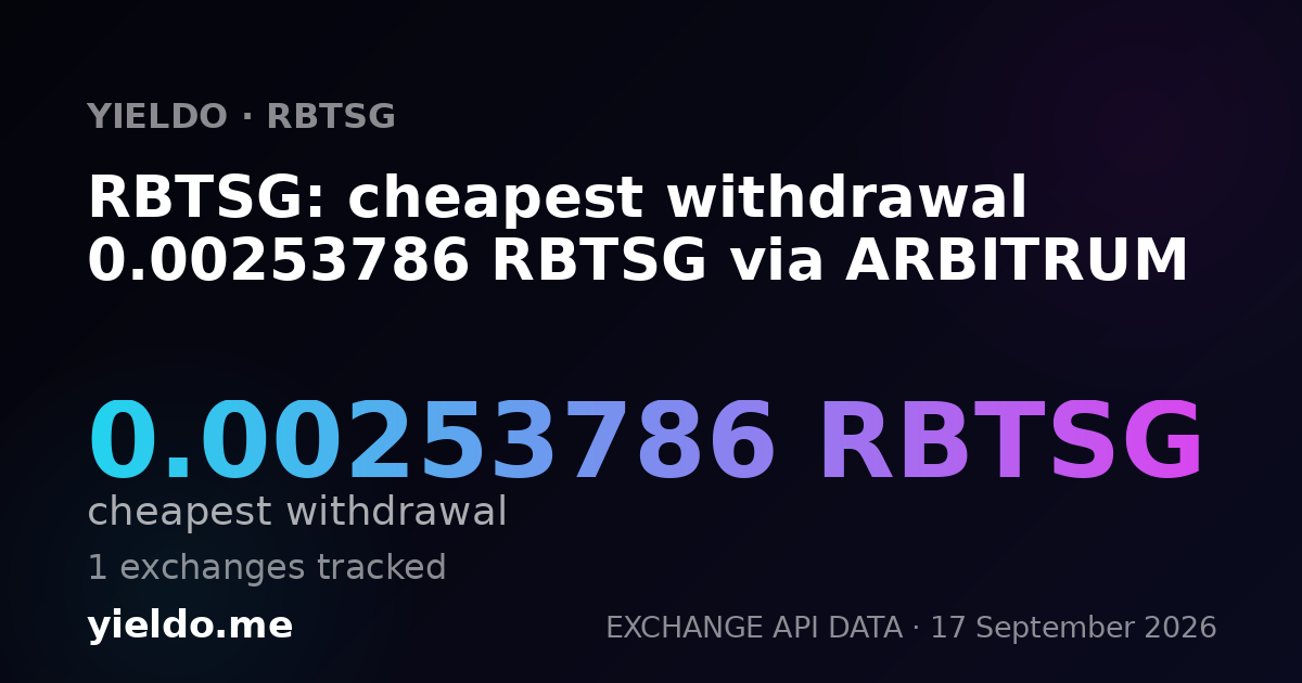 RBTSG: cheapest withdrawal 0.00254453 RBTSG via ARBITRUM