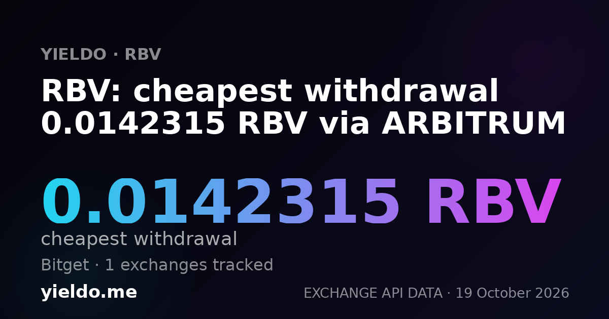 RBV: cheapest withdrawal 0.0142315 RBV via ARBITRUM