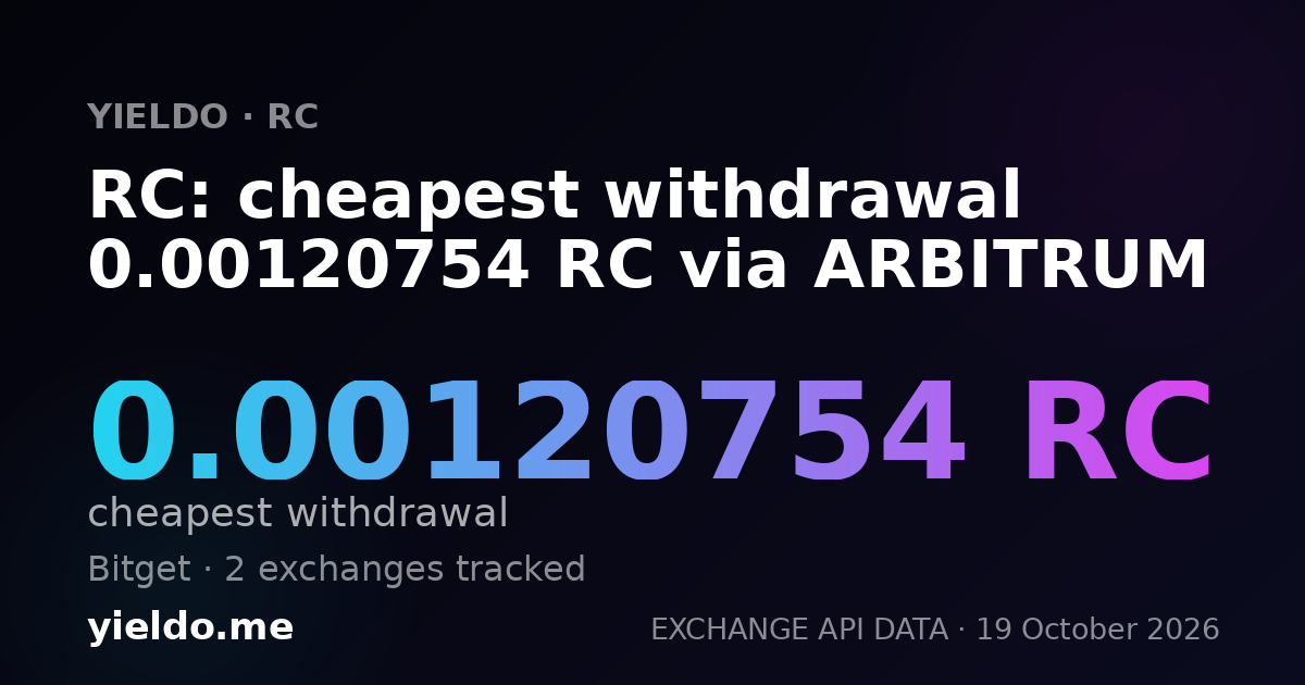 RC: cheapest withdrawal 0.00120754 RC via ARBITRUM