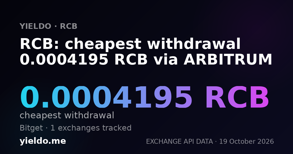RCB: cheapest withdrawal 0.00041641 RCB via ARBITRUM