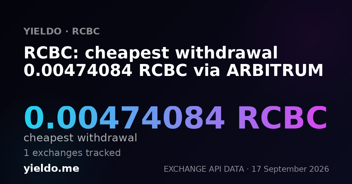 RCBC: cheapest withdrawal 0.00474534 RCBC via ARBITRUM